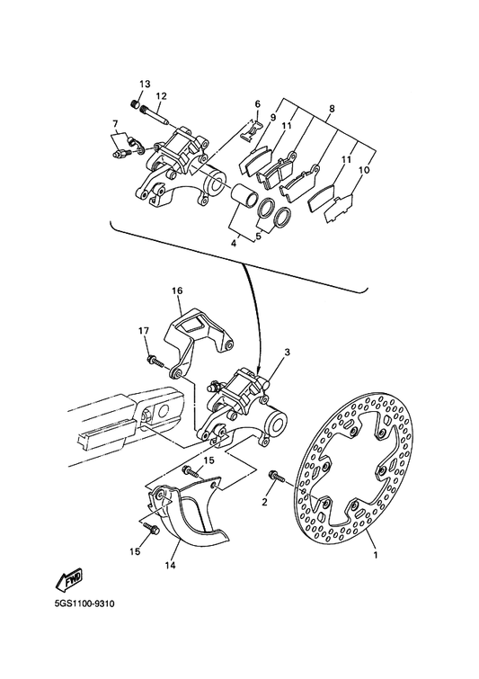 Yamaha 5ET-W0057-50 . Piston Assy, Caliper — shown on the Rear Brake Caliper parts diagram