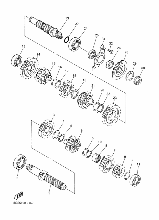 Yamaha 5BF-17211-00 Gear, 1St Wheel — shown on the Transmission parts diagram
