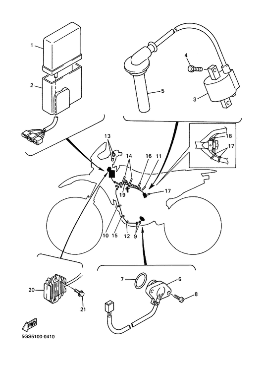 Yamaha 5BE-82370-00 Plug Cap Assy — shown on the Electrical 1 parts diagram