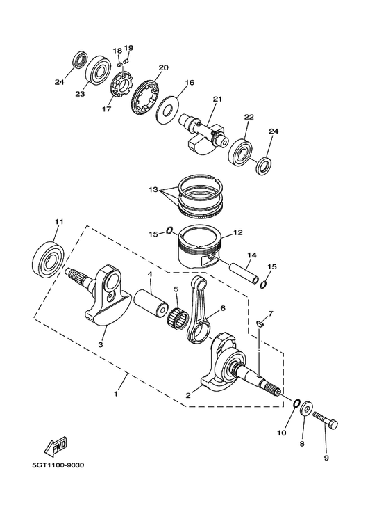 Yamaha 5GT-W1141-00 . Crank 1 — shown on the Crankshaft & Piston parts diagram
