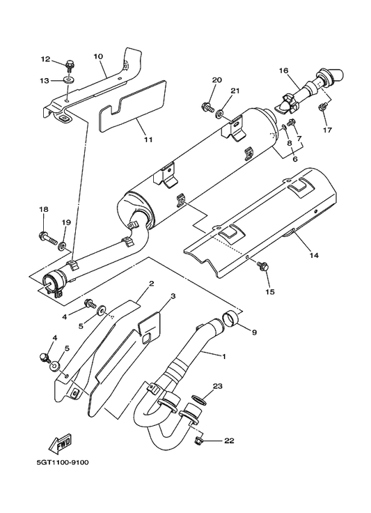 Yamaha 4WV-14611-00 Pipe, Exhaust 1 — shown on the Exhaust parts diagram