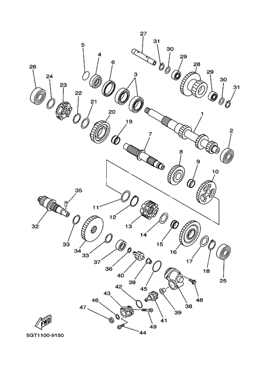 Yamaha 4WV-17811-00 Housing, Tachometer Gear — shown on the Transmission parts diagram