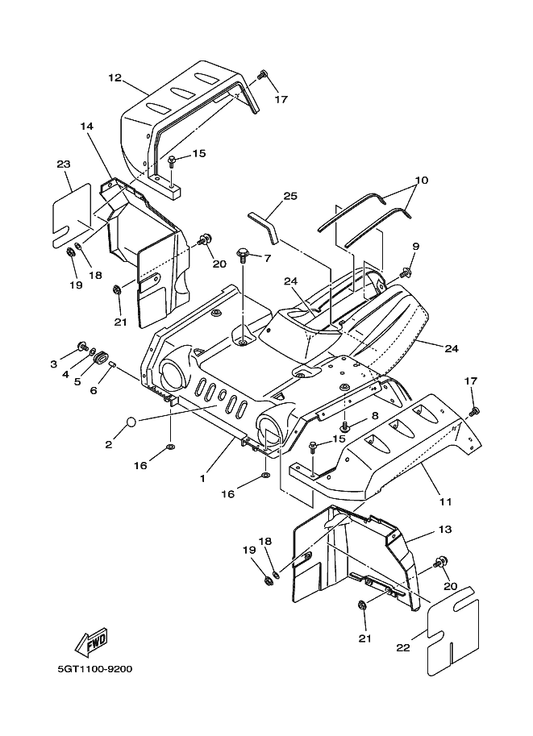 Yamaha 5GT-2175B-00 Tuning Fork Mark — shown on the Front Fender parts diagram