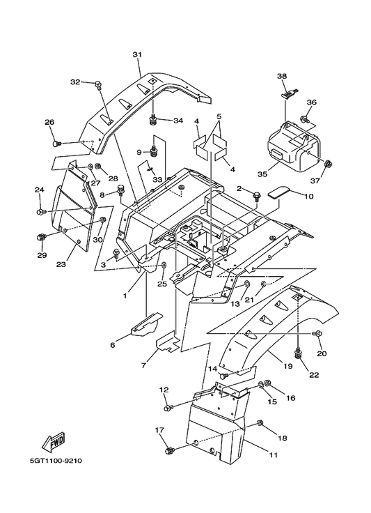 Yamaha 59V-21646-00 Band — shown on the Rear Fender parts diagram