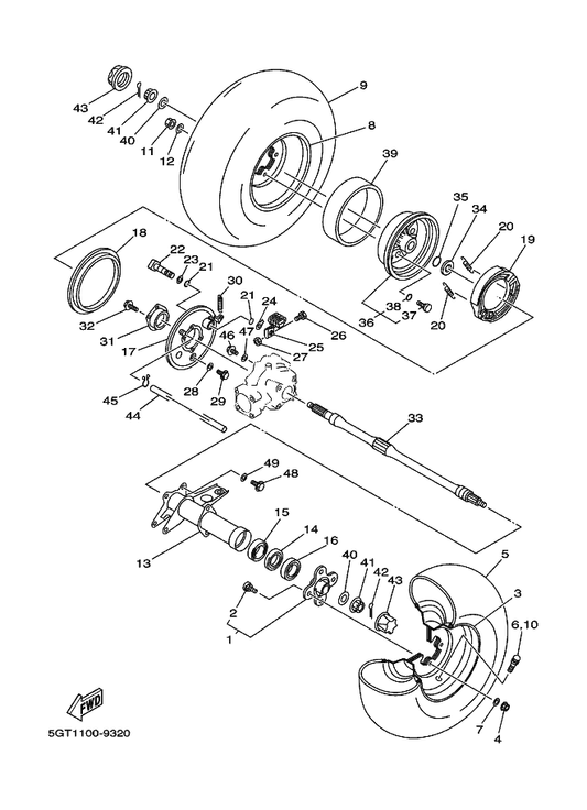 Yamaha 90114-10003 . Bolt, Serration — shown on the Rear Wheel parts diagram