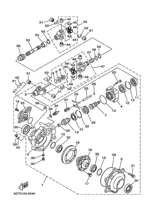 Yamaha 4WV-46165-00 . Bearing 2 — shown on the Front Differential parts diagram