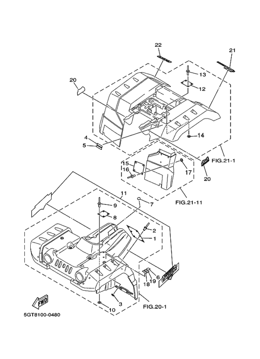 Yamaha 5GT-21696-00 Label, Caution — shown on the Emblem & Label 2 parts diagram
