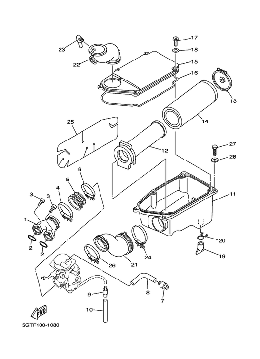 Yamaha 1UY-14468-00 Plate, Element Fittin — shown on the Intake parts diagram