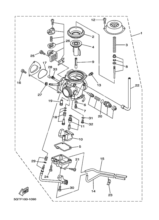 Yamaha 4WV-1410A-00 . Starter Set — shown on the Carburetor parts diagram