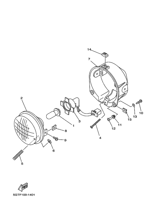Yamaha 98507-03540 Screw, Pan Head — shown on the Headlight parts diagram