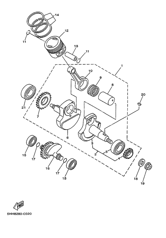 Yamaha 5HH-E1500-03 Balancer Assy — shown on the Crankshaft & Piston parts diagram