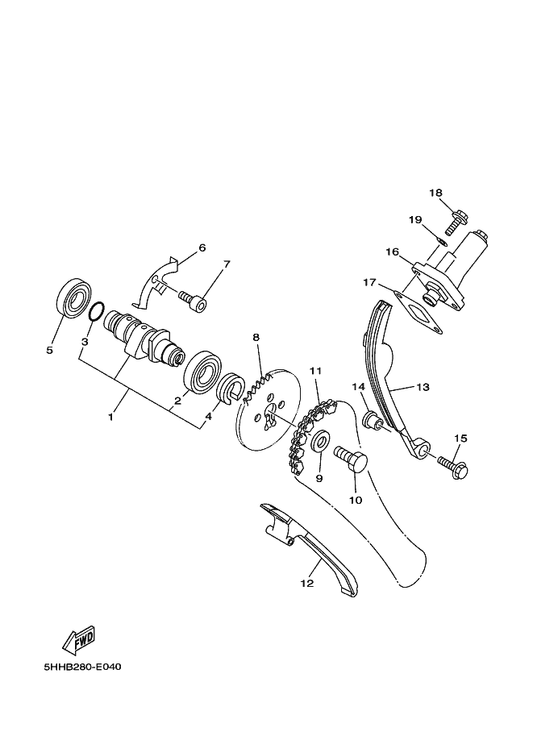 Yamaha 5HH-E111F-00 Plate — shown on the Camshaft & Chain parts diagram