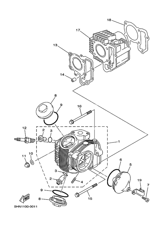 Yamaha 50M-11185-10 Cover, Cylinder Head Side 1 — shown on the Cylinder Head parts diagram