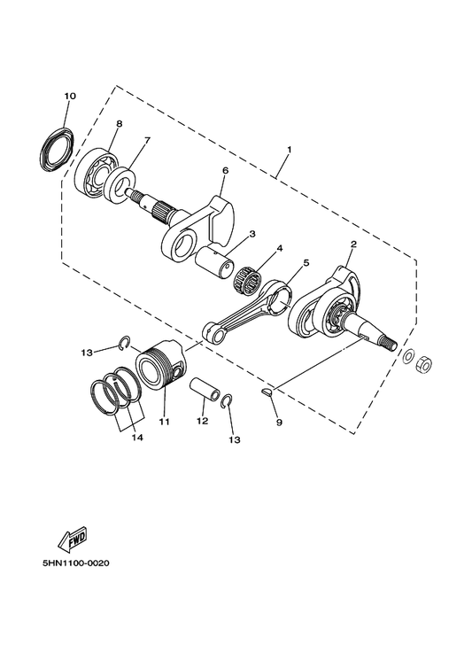 Yamaha 93310-326M9 . Bearing — shown on the Crankshaft & Piston parts diagram