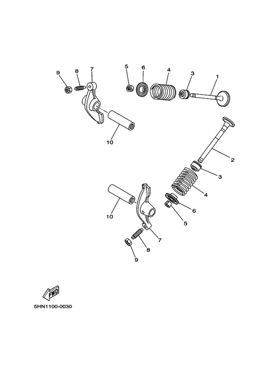Yamaha 5DV-12114-01 Spring, Valve Outer — shown on the Valve parts diagram