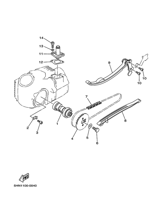 Yamaha 4GL-12231-00 Guide, Stopper 1 — shown on the Camshaft & Chain parts diagram