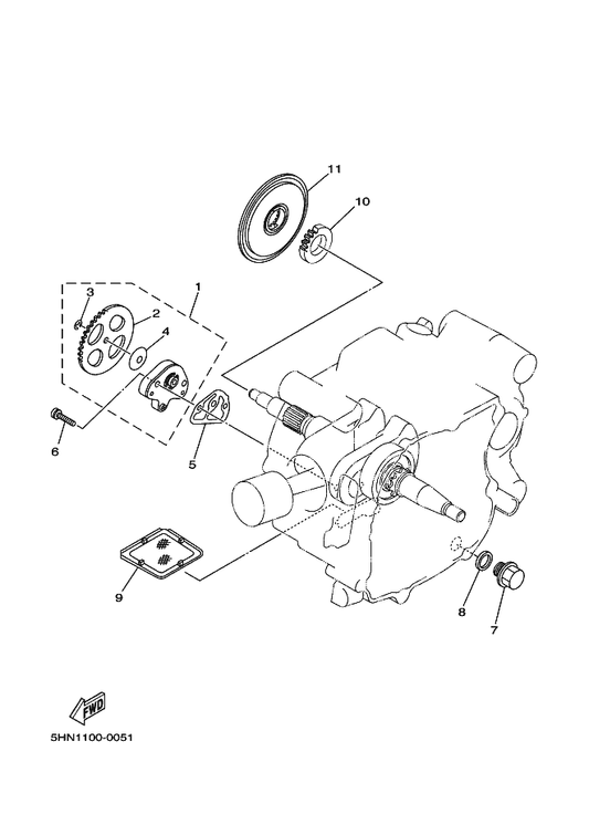 Yamaha 4GL-13451-01 Filter,Rotary — shown on the Oil Pump parts diagram