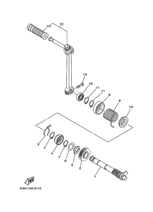 Yamaha 22F-15664-00 Guide, Spring — shown on the Starter parts diagram