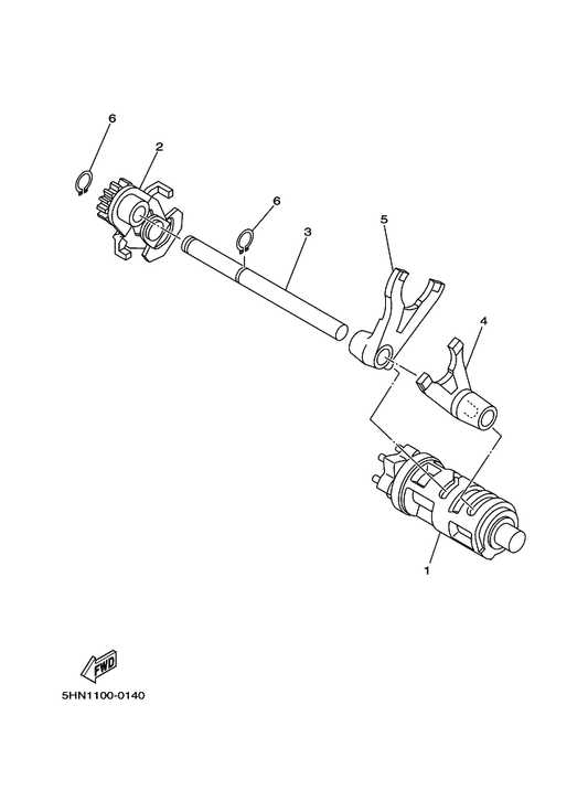 Yamaha 4GL-18512-00 Fork, Shift 2 — shown on the Shift Cam & Fork parts diagram