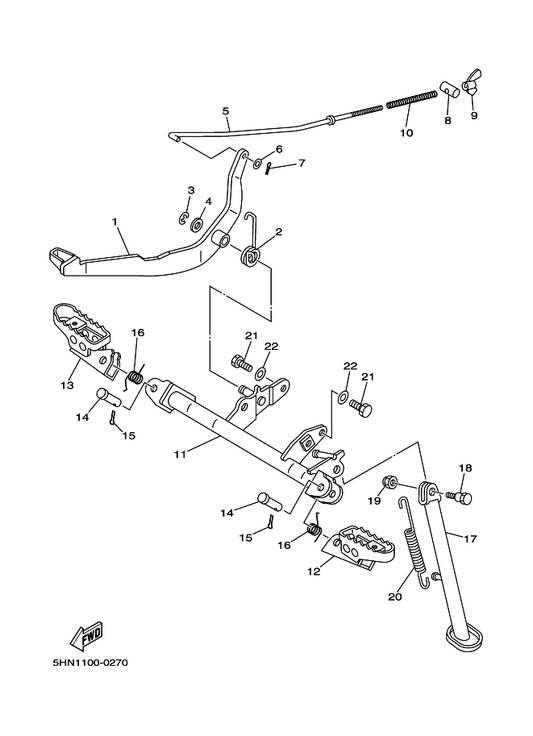 Yamaha 5HN-27211-00 Pedal, Brake — shown on the Stand & Footrest parts diagram