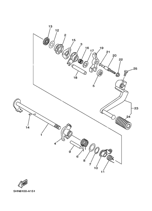 Yamaha 4GL-18152-00 Lever, Shift 4 — shown on the Shift Shaft parts diagram