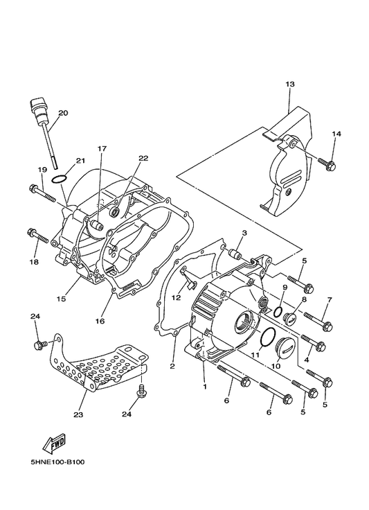 Yamaha 5HN-15418-00 Cover, Chain Case — shown on the Crankcase Cover 1 parts diagram
