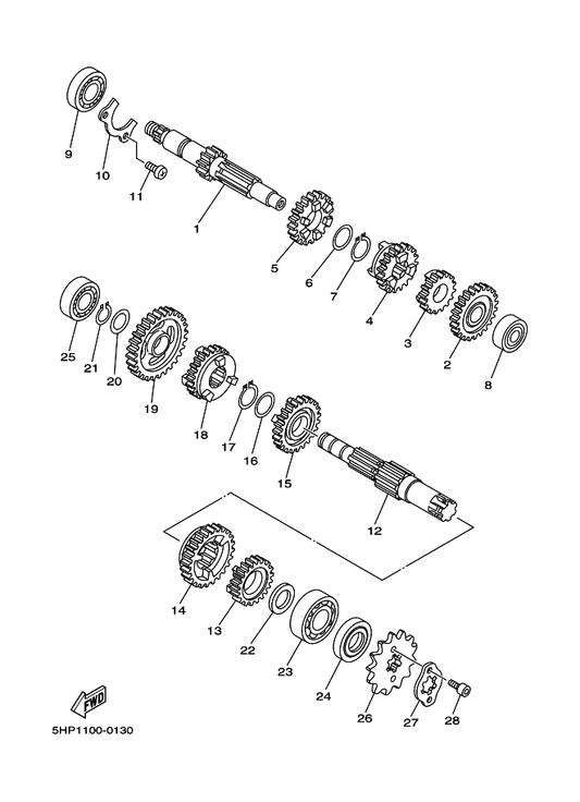 Yamaha 5AP-17211-00 Gear,1St Wheel (37T) — shown on the Transmission parts diagram