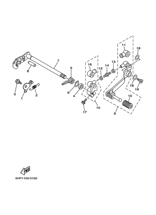 Yamaha 9530L-06700 Nut, Hex. — shown on the Shift Shaft parts diagram