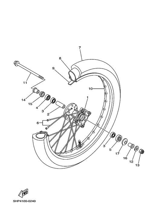 Yamaha 90387-12005 Collar — shown on the Front Wheel parts diagram