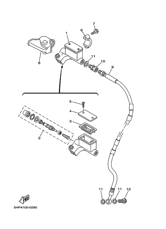 Yamaha 1B2-F6372-00 Cover, Handle Lever 1 — shown on the Front Master Cylinder parts diagram