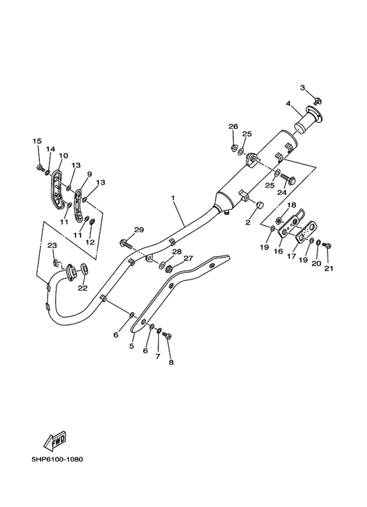 Yamaha 5HP-14780-00 Spark Arrester Assy — shown on the Exhaust parts diagram