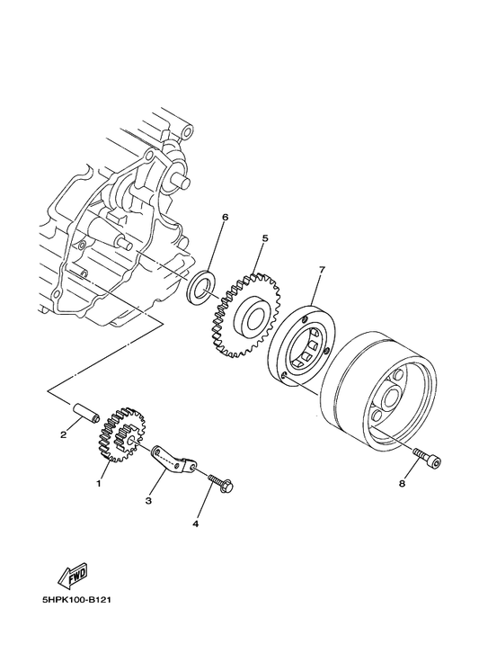 Yamaha 4TU-15590-00 Starter One-Way Assy — shown on the Starter Clutch parts diagram
