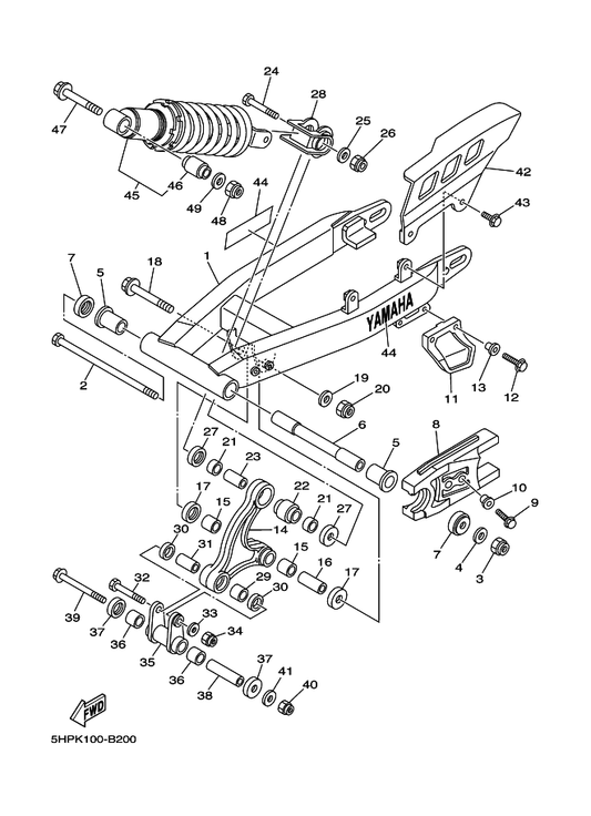Yamaha 90105-12425 Bolt, Flange — shown on the Rear Arm & Suspension parts diagram