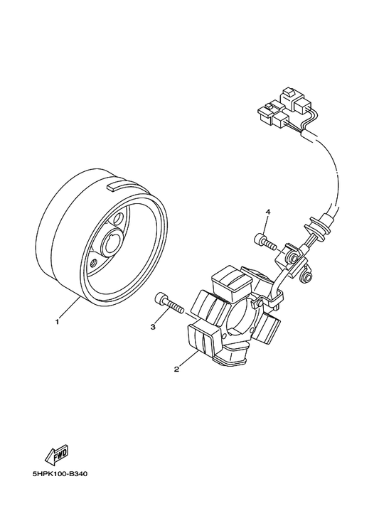 Yamaha 1B2-85550-00 Rotor Assy — shown on the Generator parts diagram