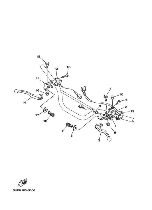 Yamaha 38V-82921-00 Holder, Lever 2 — shown on the Handle Switch & Lever parts diagram