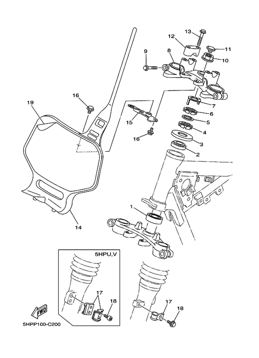 Yamaha 5HP-2319U-00 Cap — shown on the Steering parts diagram