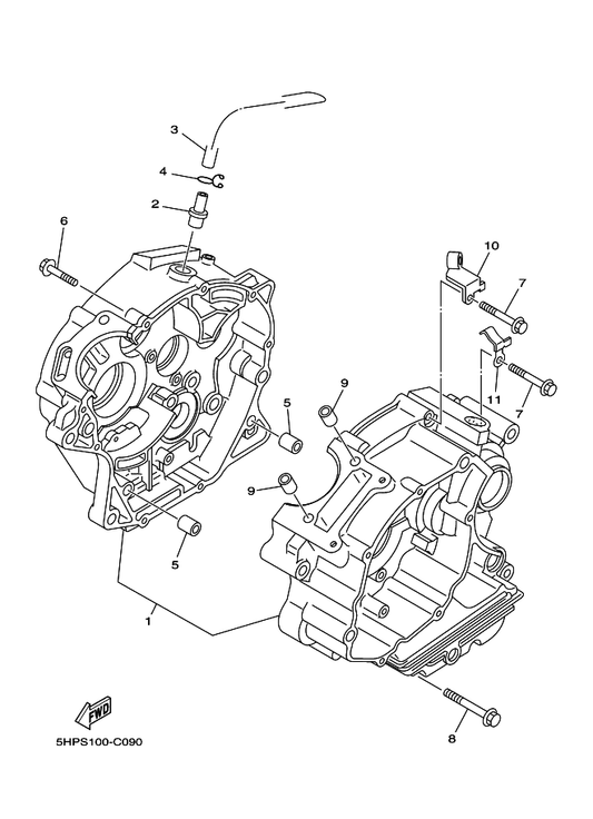 Yamaha 5HP-15150-20 Crankcase Assy — shown on the Crankcase parts diagram