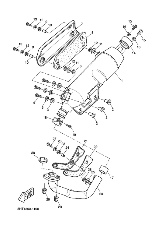 Yamaha 90110-08X02 Bolt, Hexagon Socket Head — shown on the Exhaust parts diagram
