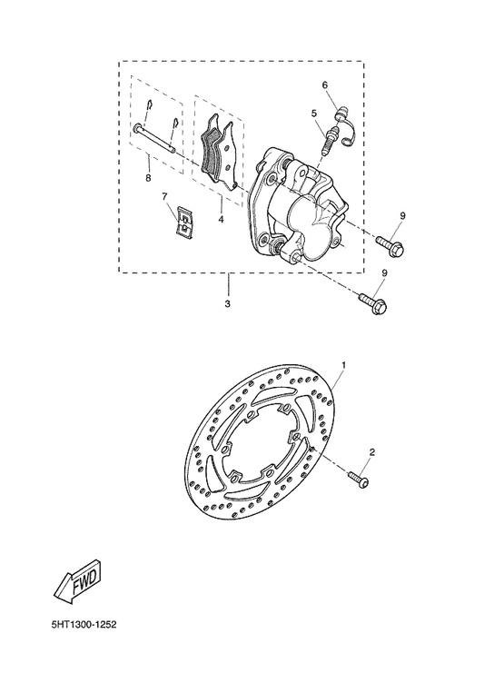 Yamaha 5HT-F5831-00 Disc, Brake — shown on the Front Brake Caliper parts diagram