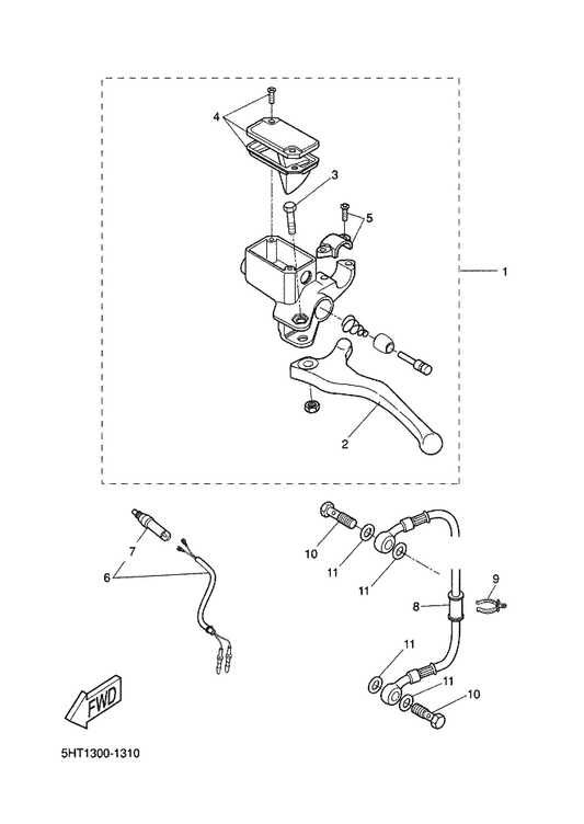 Yamaha 5SE-H253N-01 . Front Stop Switch — shown on the Rear Master Cylinder parts diagram