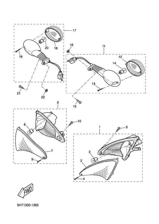 Yamaha 5HT-H3332-00 . Lens, Flasher — shown on the Flasher Light parts diagram