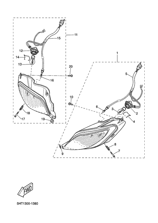 Yamaha 3WG-H4324-00 . Spring, Reflector — shown on the Headlight parts diagram