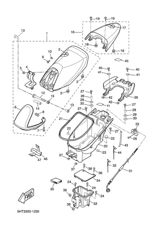 Yamaha 90179-06X00 . Nut — shown on the Seat parts diagram