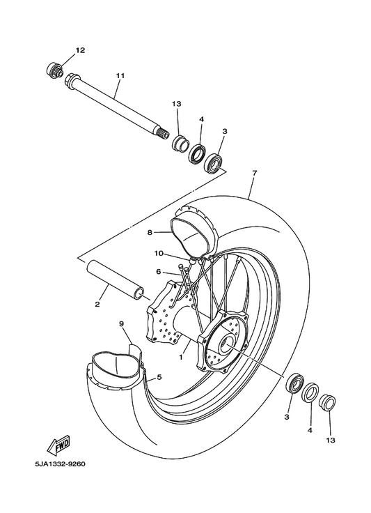 Yamaha 94430-16608 Rim — shown on the Front Wheel parts diagram