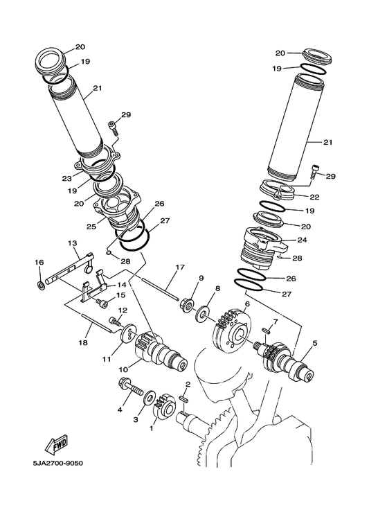 Yamaha 4WM-12152-00 Support, Rocker Ar — shown on the Camshaft & Chain parts diagram
