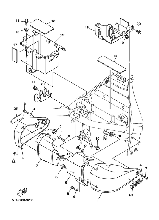 Yamaha 4WM-2177G-00 Box, Battery — shown on the Side Cover parts diagram