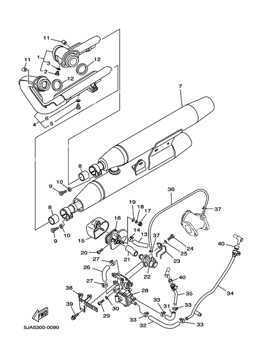 Yamaha 4WM-14868-00 Bracket 2 — shown on the Exhaust parts diagram
