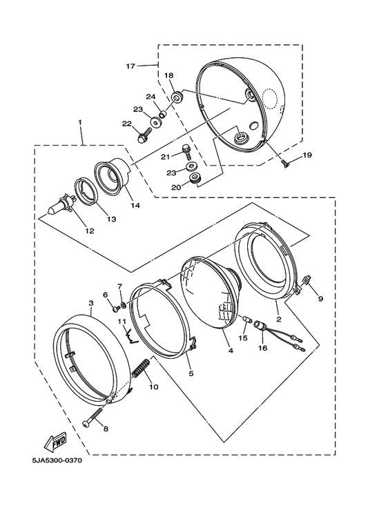 Yamaha 4NK-84394-00 . Ring, Mounting — shown on the Headlight parts diagram