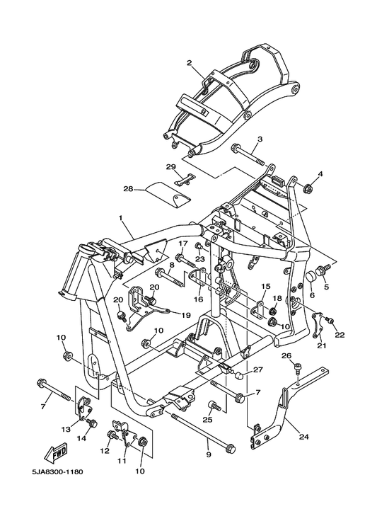 Yamaha 4WM-21316-00 Stay, Engine 3 — shown on the Frame parts diagram