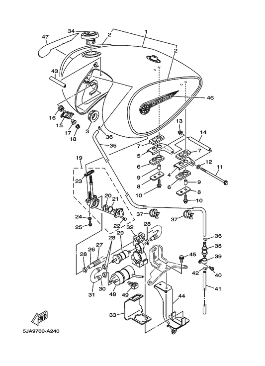 Yamaha 4WM-24291-00 Bracket, Fuel Tank 1 — shown on the Fuel Tank parts diagram